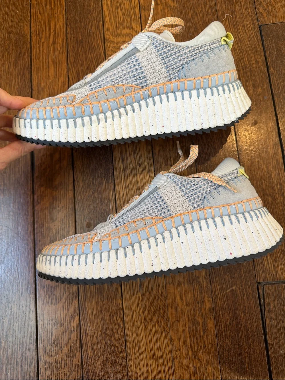 Chloe Women's Sneakers in Light Blue and Peach